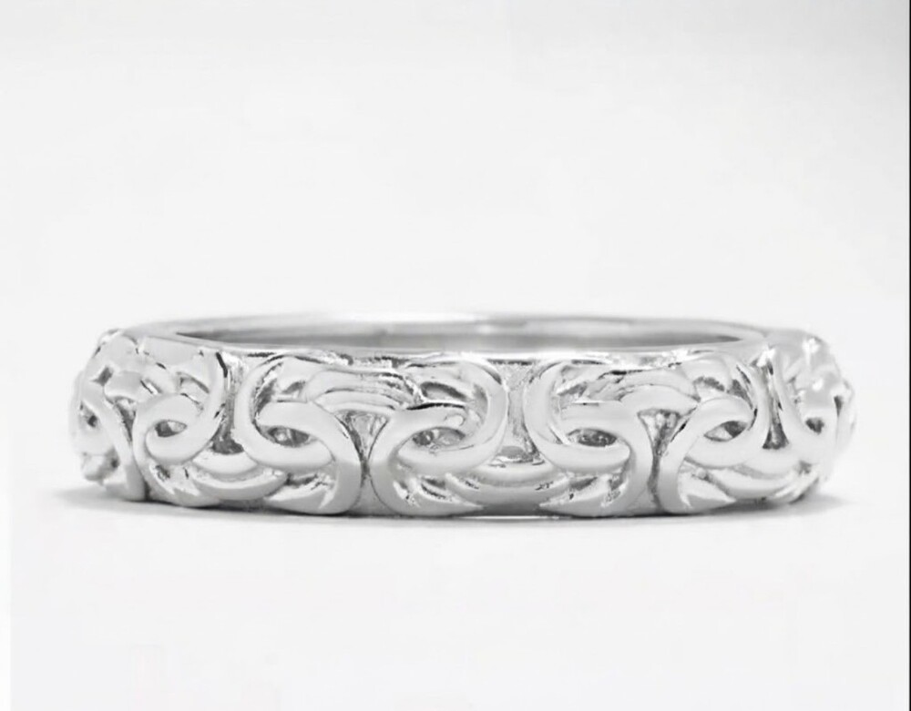UltraFine 950 Silver 5mm Byzantine Ring Sz 5